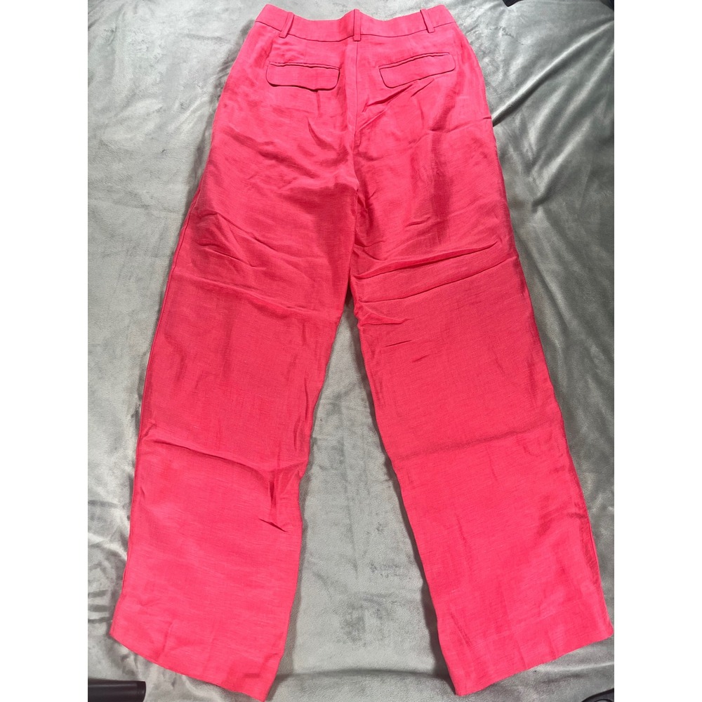 J.Crew‎ Straight Leg Essential Pant Brilliant Papaya Chelsea Linen Blend Size 4 - Picture 4 of 6